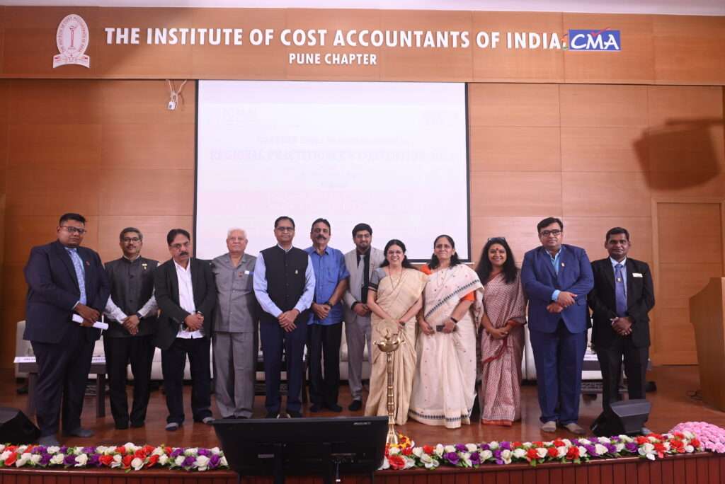 Inaugural Session (L to R) :  CMA Nanty Shah, Treasurer, ICMAI-WIRC, CMA Neeraj Joshi, CCM-ICMAI, CMA Bibhuti Nayak, Vice President - ICMAI, CMA (Dr) Dhananjay V Joshi, Past President, ICMAI & Mentor Cost Accounting and Cost Audit, WIRC,  CMA Ashwin Dalwadi, President ICMAI, CMA M K Anand, CCM – ICMAI, CMA Mihir Vyas, Hon. Secretary, ICMAI-WIRC, Hon’ble Chief Guest Medha Kulkarni, Member of Parliament Rajya Sabha, CMA Meena Vaidya, CMA Manisha Agrawal, RCM-ICMAI WIRC, CMA Chaitanya Laxmanrao Mohrir, Chairman, ICMAI- WIRC, CMA Nagesh Bhagne, Chairman, ICMAI-Pune Chapter.